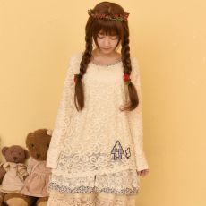Váy ren Mori girl thêu hình cây nấm