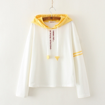 Áo hoodie/ Mùa thu mới của Nhật Bản thêu thư vui tươi ren dài tay