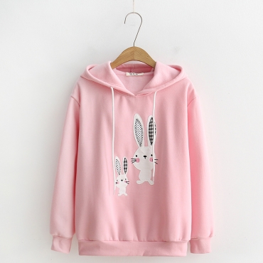 Áo hoodie hình hai chú thỏ