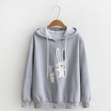 Áo hoodie hình hai chú thỏ