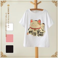 Áo thun chú mèo may mắn Nhật Bản
