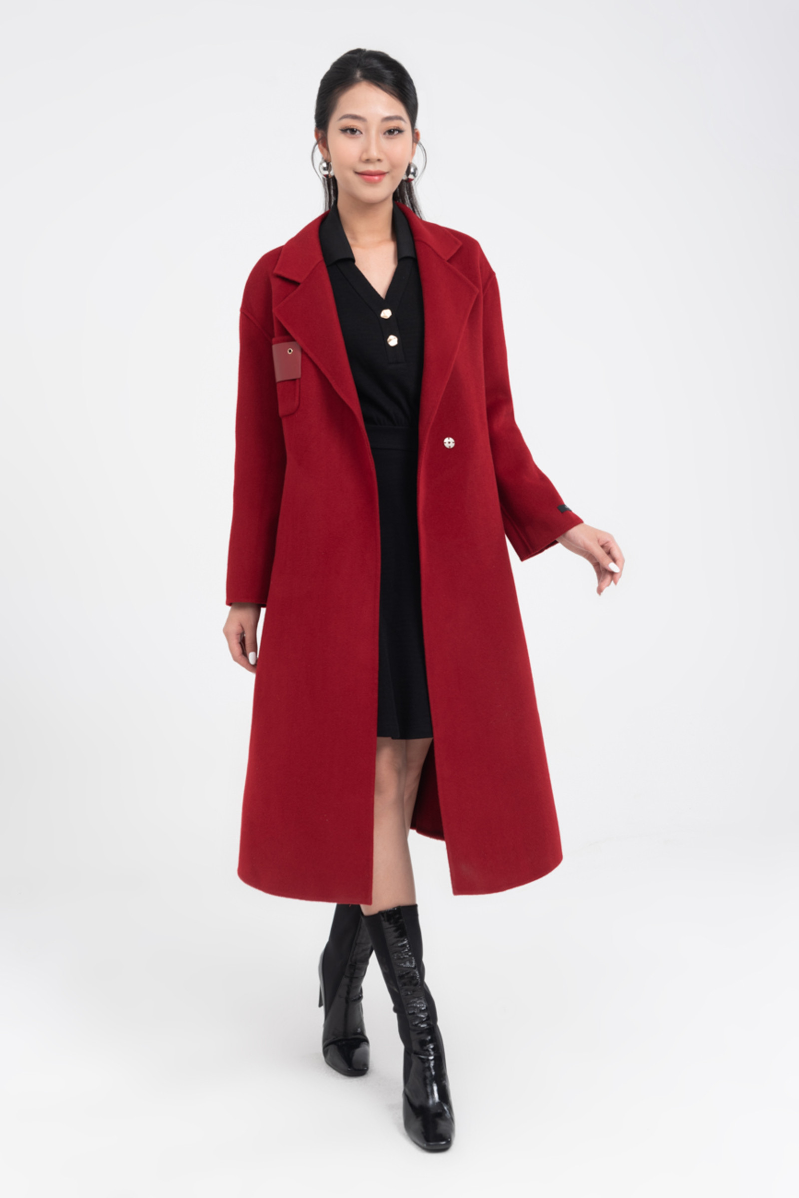 Áo manto nữ dạ lông cừu CIRRUS 830170 màu đỏ - Thời trang Cirrus