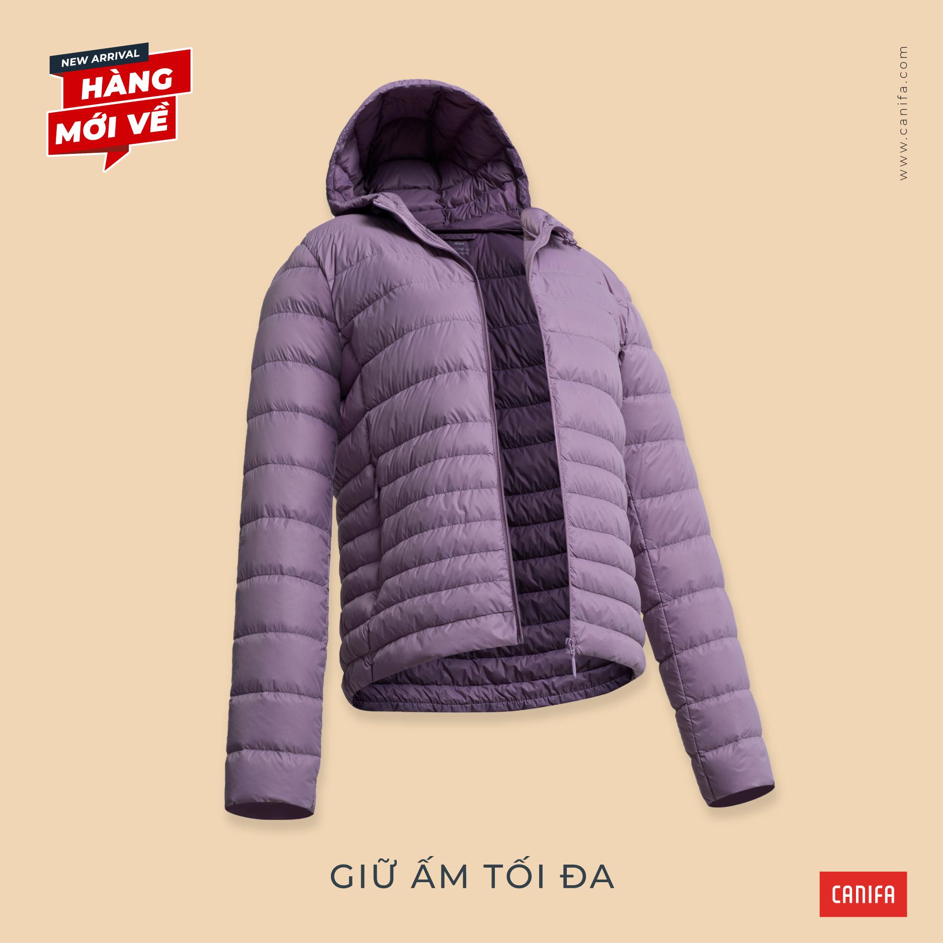 Áo khoác phao lông vũ siêu nhẹ.
