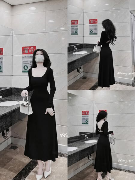 Đầm dài khoét lưng