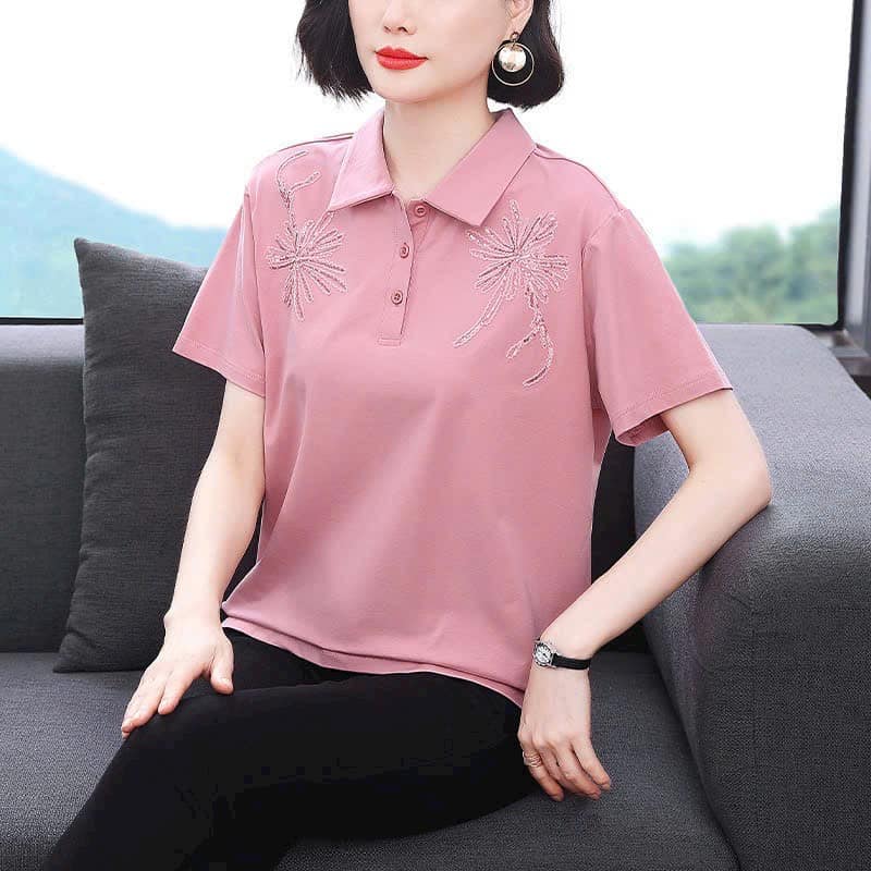 Áo hồng tay ngắn