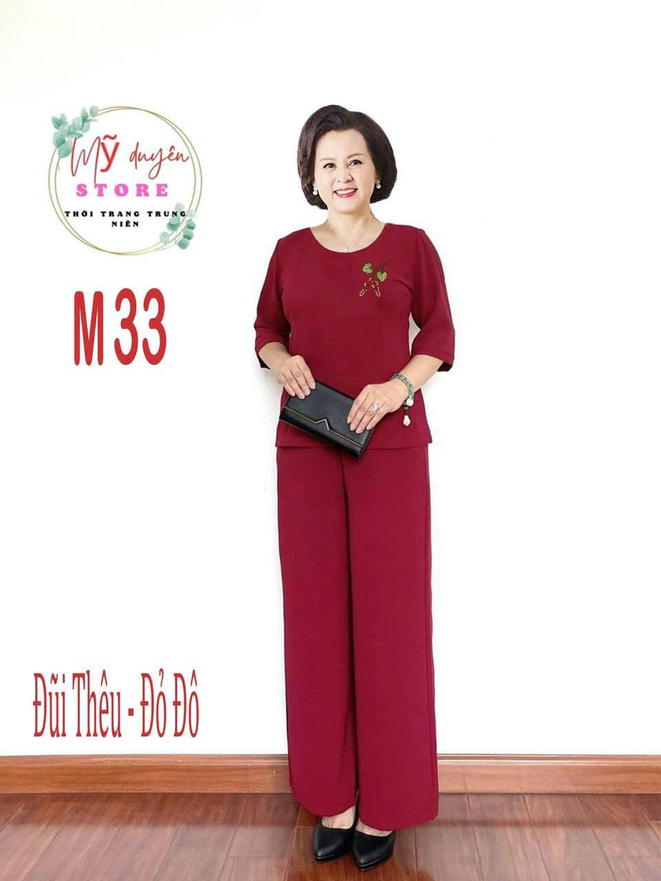 Set đũi thêu đỏ đô