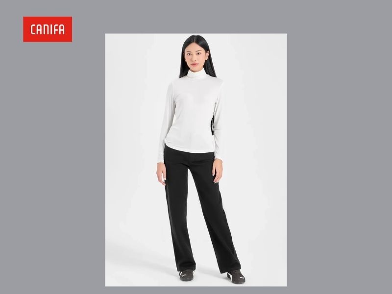 Chất liệu co giãn, mềm mại, tiện mặc nhiều lớp, phối đồ thoải mái, thời trang.
