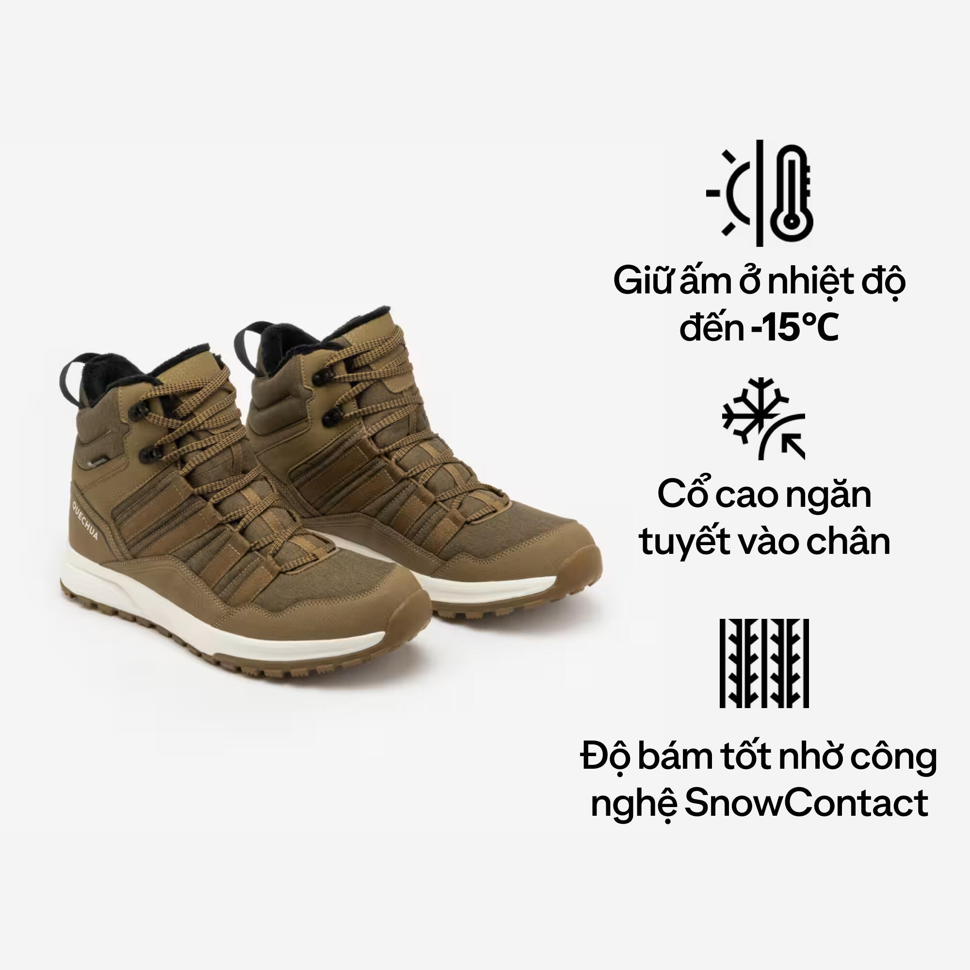 Giày đi tuyết cổ lửng giữ ấm & chống thấm