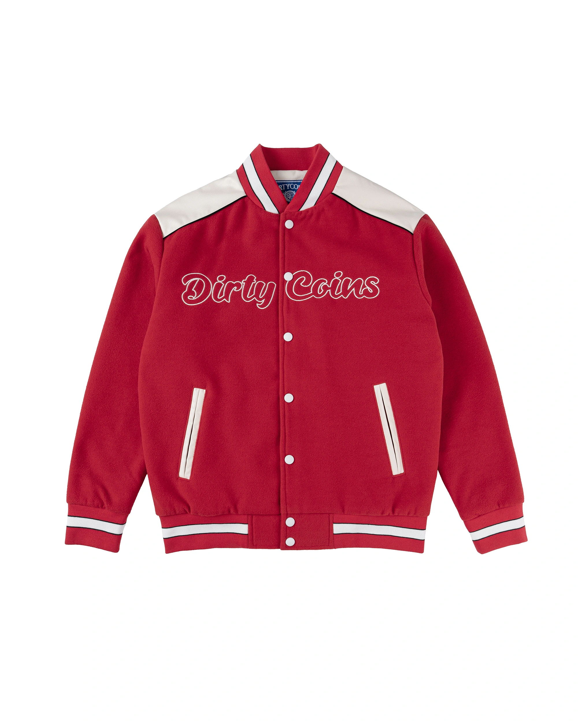 Áo khoác đỏ điểm trắng đơn giản