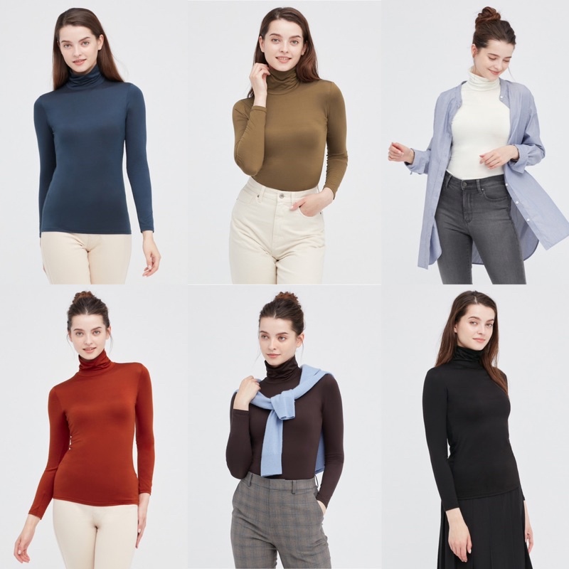 Một số mẫu áo giữ nhiệt nữ hãng Uniqlo cổ cao 