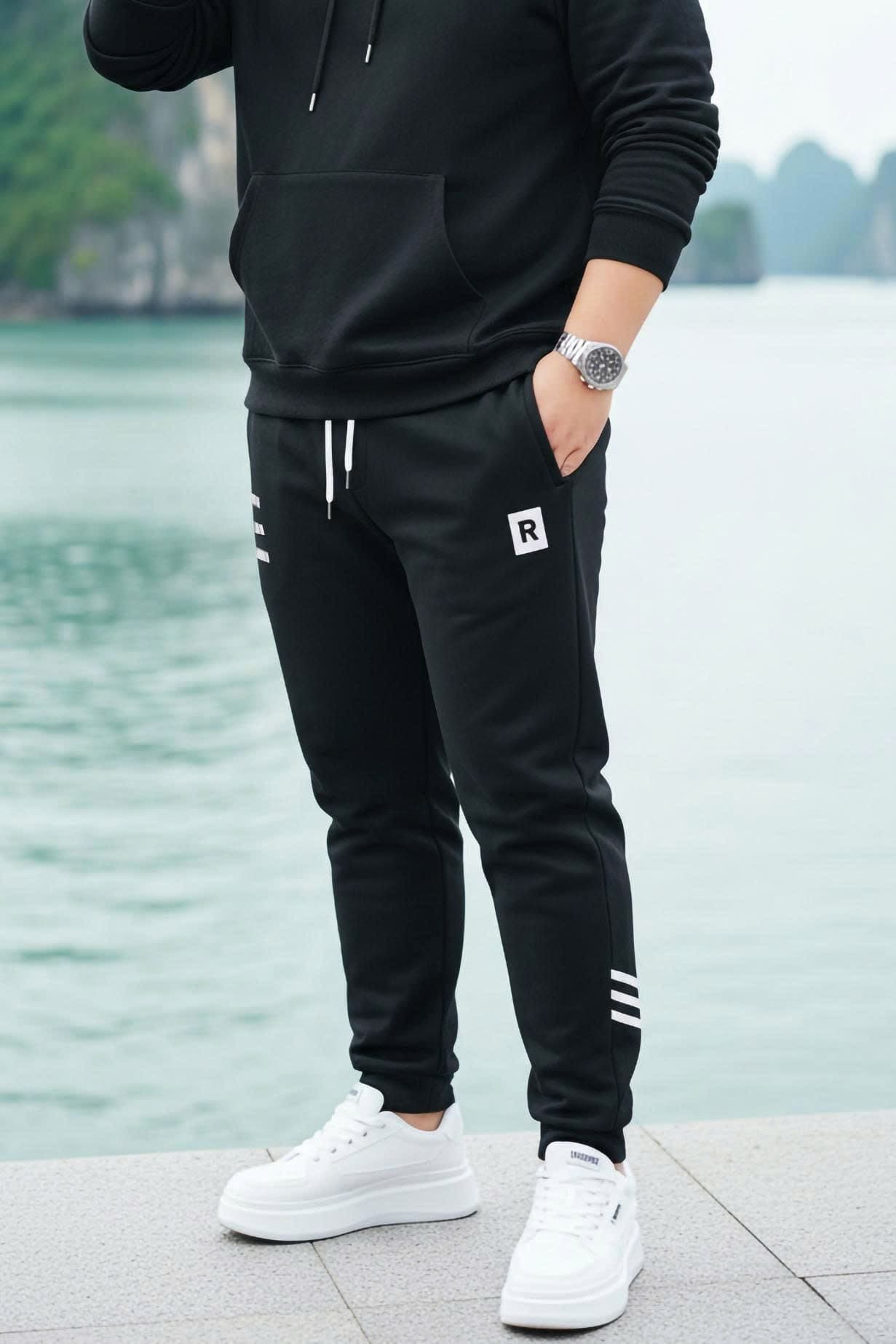 Quần nỉ sọc trắng bigsize nam