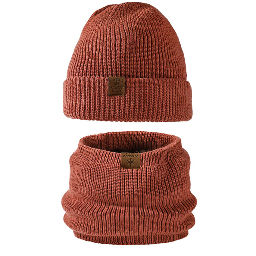 Bộ mũ và khăn quàng cổ dày 2 lớp ấm áp dành cho nam/ nữ