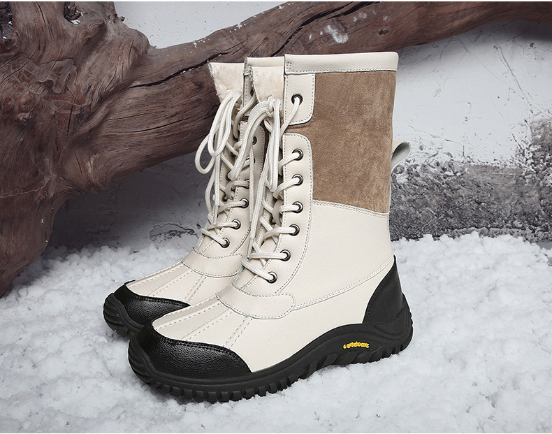 Giày boot nữ đi tuyết lót bông chống thấm nước và chống trượt mùa đông