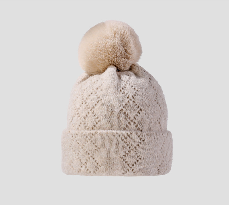 Mũ len dệt kim nữ cao cấp bằng len cừu