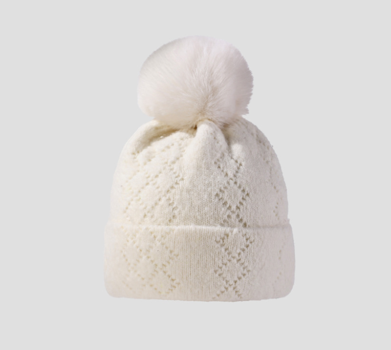 Mũ len dệt kim nữ cao cấp bằng len cừu