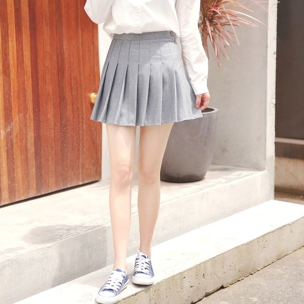 Chân váy xếp ly cao cấp ngắn bản to MÀU XÁM phong cách Hàn Quốc  Lazadavn