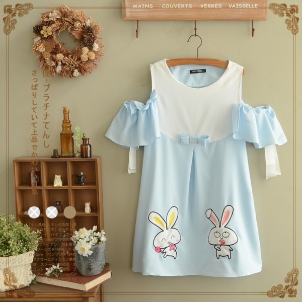 Váy hình hai chú thỏ phong cách Nhật Bản