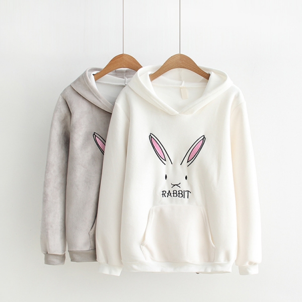 Áo hoodie thêu chữ rabbit