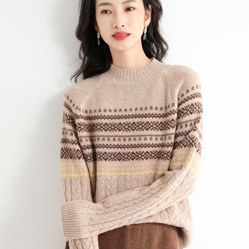 Áo len nữ dệt kim phong cách retro