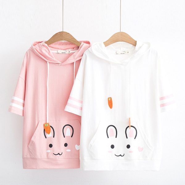 Áo hoodie ngắn tay hình thỏ và carrot