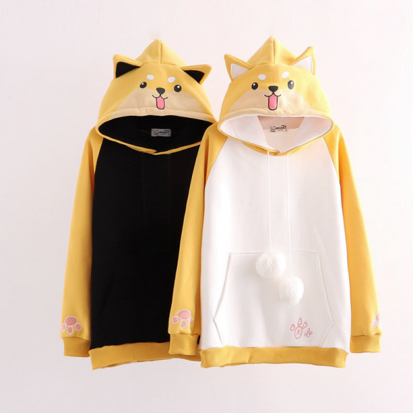 Áo hoodie nữ mũ hình chú chó Shiba Inu