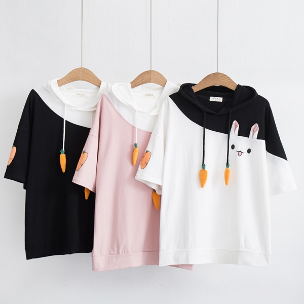 Áo hoodie ngắn tay hình thỏ và carrot