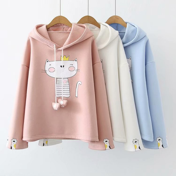 Áo hoodie nữ hình chú mèo hoạt hình