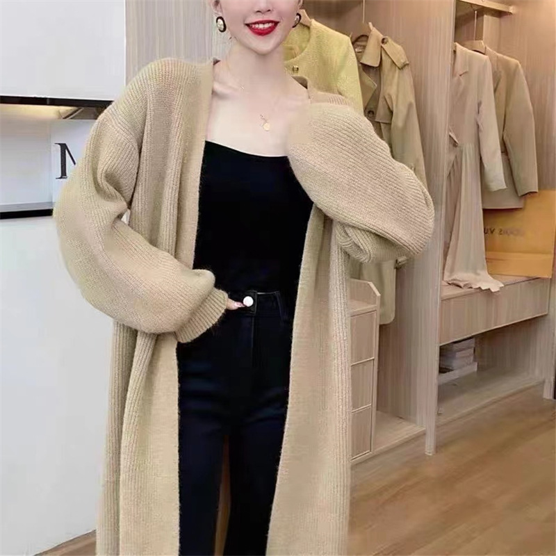 Áo khoác len dệt kim dài bo tay phong cách Hàn Quốc