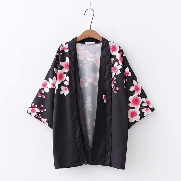 Áo khoác Kimono hình hoa anh đào và cá Koi