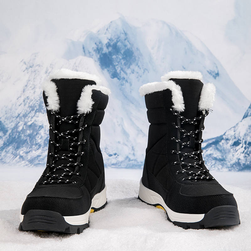 Giày boot đi tuyết lót bông ấm áp, chống thấm nước và chống trượt mùa đông dành cho nữ