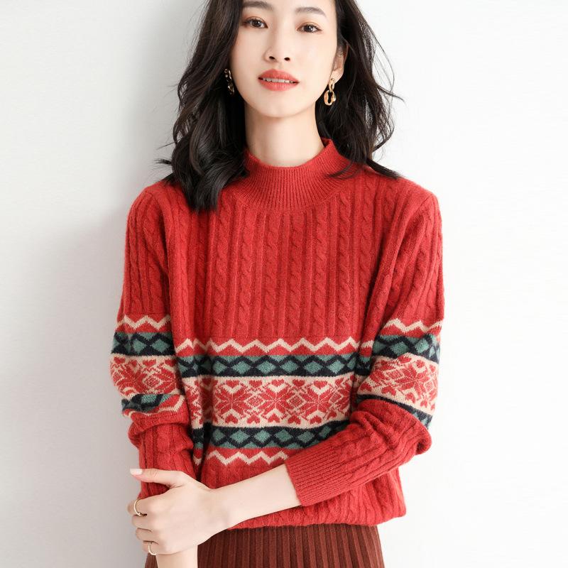 Áo len nữ dệt kim phong cách retro