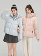 Áo khoác phao dáng lửng màu pastel có mũ phong cách bánh mì dáng rộng tôn dáng giữ ấm