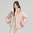 Áo khoác phao dáng lửng màu pastel có mũ phong cách bánh mì dáng rộng tôn dáng giữ ấm