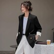 Áo blazer nữ màu đỏ Angora cài khuy đôi, phong cách thời trang... - ảnh 2
