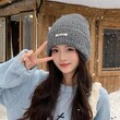 Mũ len dệt kim nữ mùa đông kiểu Hàn, giữ ấm ngoài trời, che... - ảnh 2