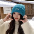 Mũ len dệt kim nữ mùa đông kiểu Hàn, giữ ấm ngoài trời, che... - ảnh 6