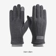 Găng tay nam mùa đông cảm ứng vải nhung, dày giữ ấm, lái xe - ảnh 2