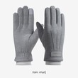 Găng tay nam mùa đông cảm ứng vải nhung, dày giữ ấm, lái xe - ảnh 3