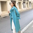 Áo khoác trench nữ màu xanh dáng lửng thanh lịch thời trang thu - ảnh 1