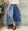 Quần váy ống rộng denim in họa tiết phối màu phong cách retro,... - ảnh 1