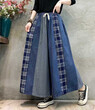 Quần váy ống rộng denim in họa tiết phối màu phong cách retro,... - ảnh 12