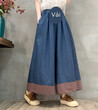 Quần váy ống rộng denim in họa tiết phối màu phong cách retro,... - ảnh 17