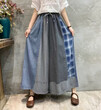 Quần váy ống rộng denim in họa tiết phối màu phong cách retro,... - ảnh 2