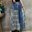 Quần váy ống rộng denim in họa tiết phối màu phong cách retro,... - ảnh 7