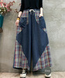 Quần váy ống rộng denim in họa tiết phối màu phong cách retro,... - ảnh 8
