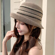 Mũ bucket dệt kim sọc vintage Hàn Quốc, thoáng khí che nắng - ảnh 2