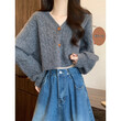 Áo len cardigan dệt kim ngắn eo cao màu trơn kiểu Hàn, tay phồng,... - ảnh 5