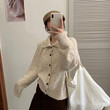 Áo khoác cardigan len nữ cổ cao, một hàng khuy - ảnh 1