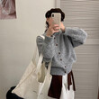 Áo khoác cardigan len nữ cổ cao, một hàng khuy - ảnh 6