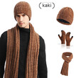 Bộ 3 món mũ len dệt kim, khăn quàng và găng tay unisex dày giữ... - ảnh 12